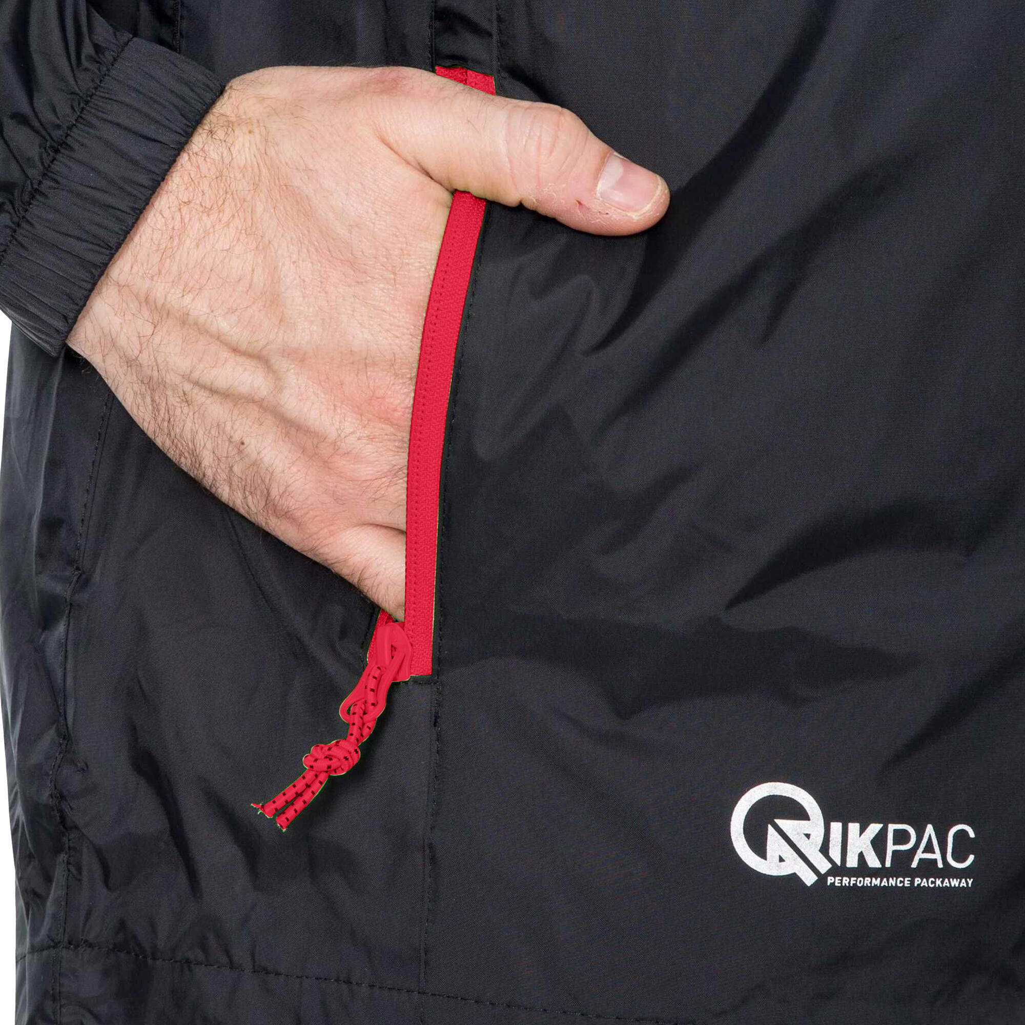 Giacca Impermeabile Adulto Unisex Trespass Qikpac Nero Rosso 4/5