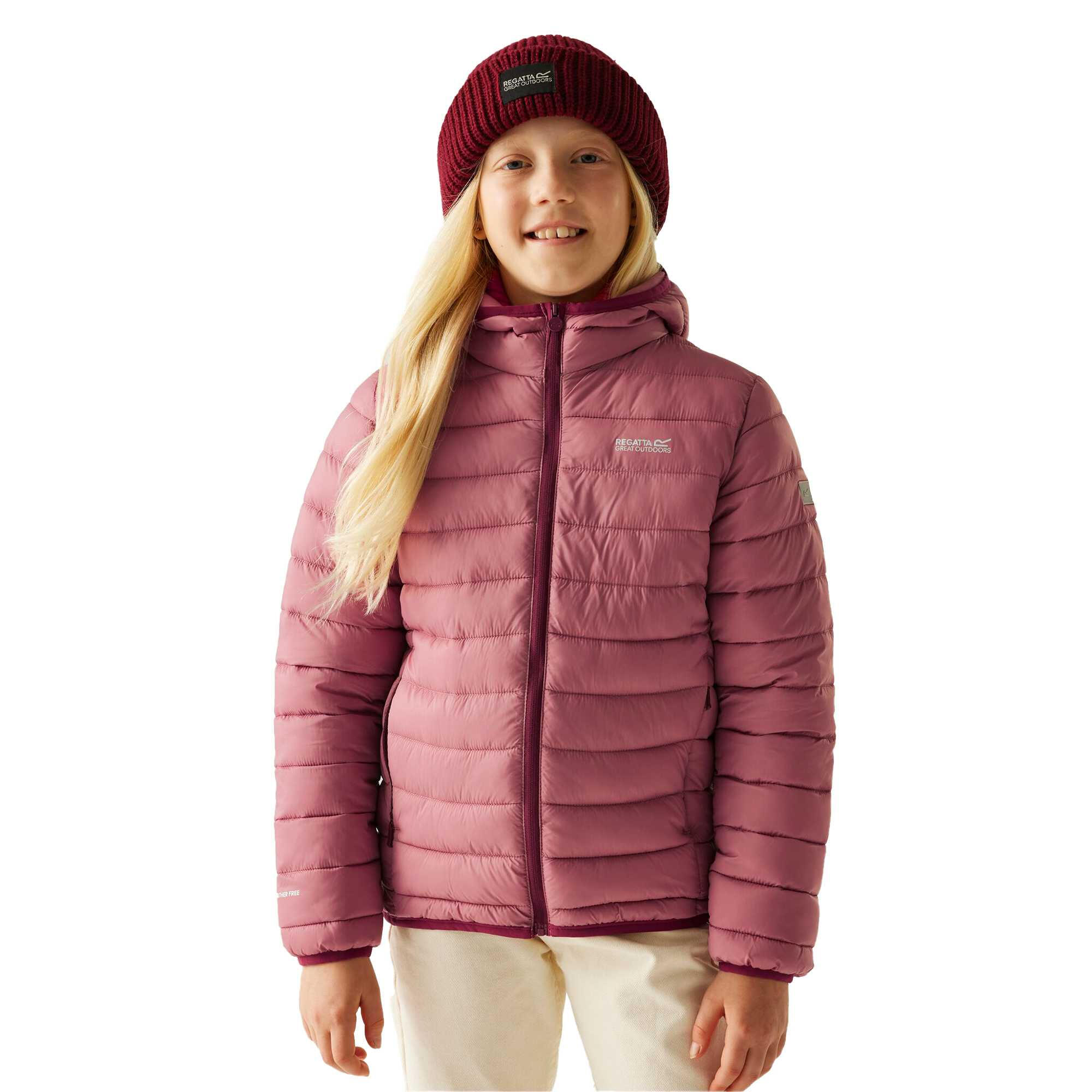 "Marizion" Steppjacke mit Kapuze für Kinder Dunkel-Orange/Graurosa 4/5