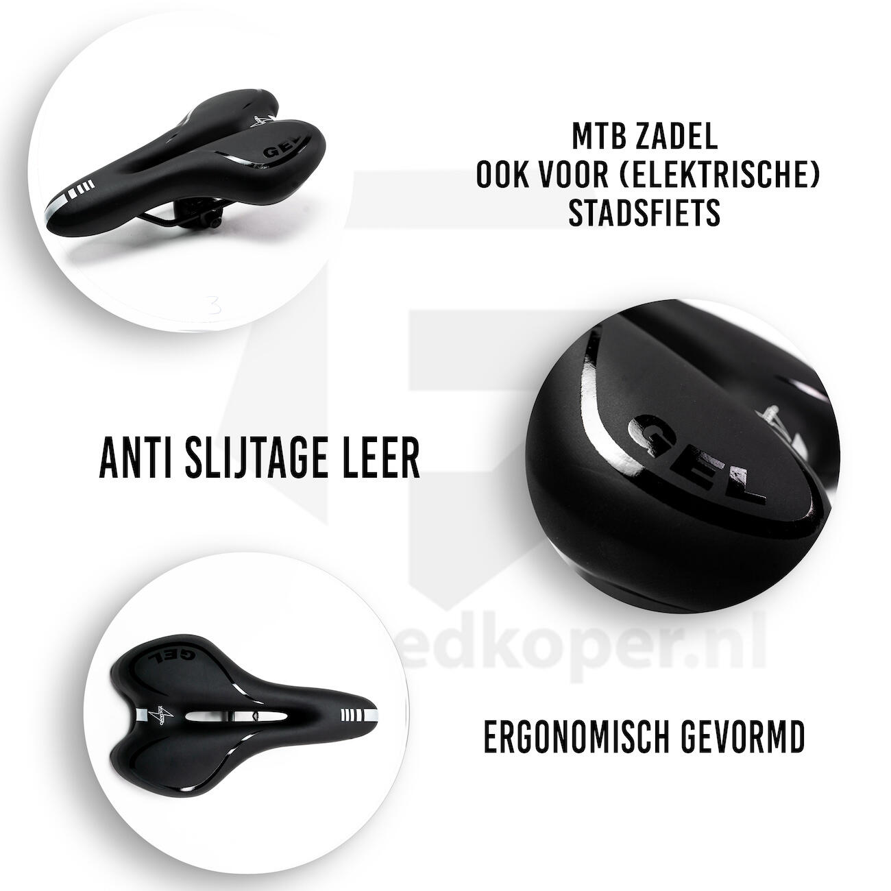 Fietszadels voor Toerfietsen van het merk VOLTANO - Unisex - Kleur ZWART - 5/7