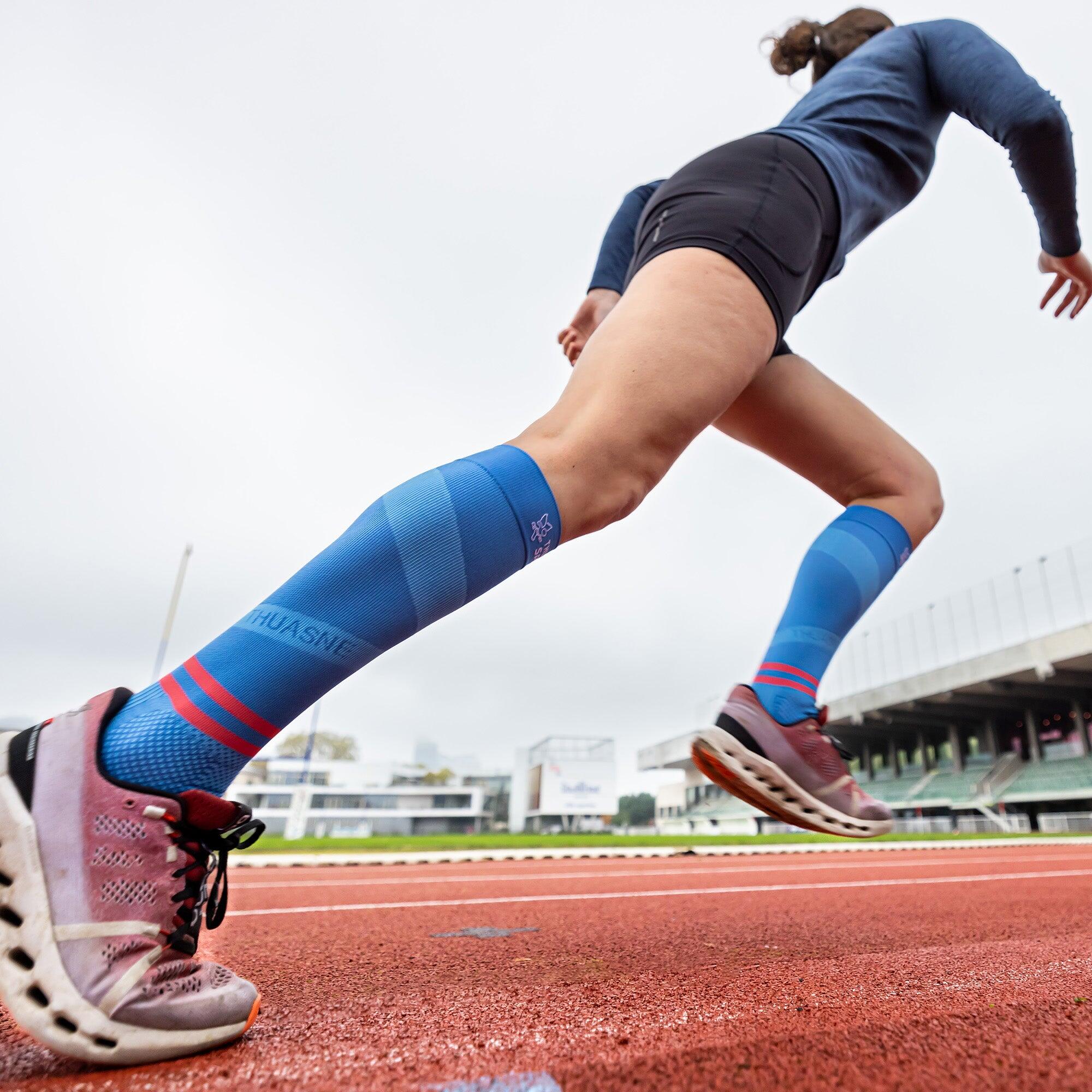 Calzini Alti Sportivi Unisex A Compressione 20-30 MmHg - Colorati, Traspiranti Per Calcio, Corsa, Ciclismo, Viaggio - Confortevoli Per Gambe Stanche