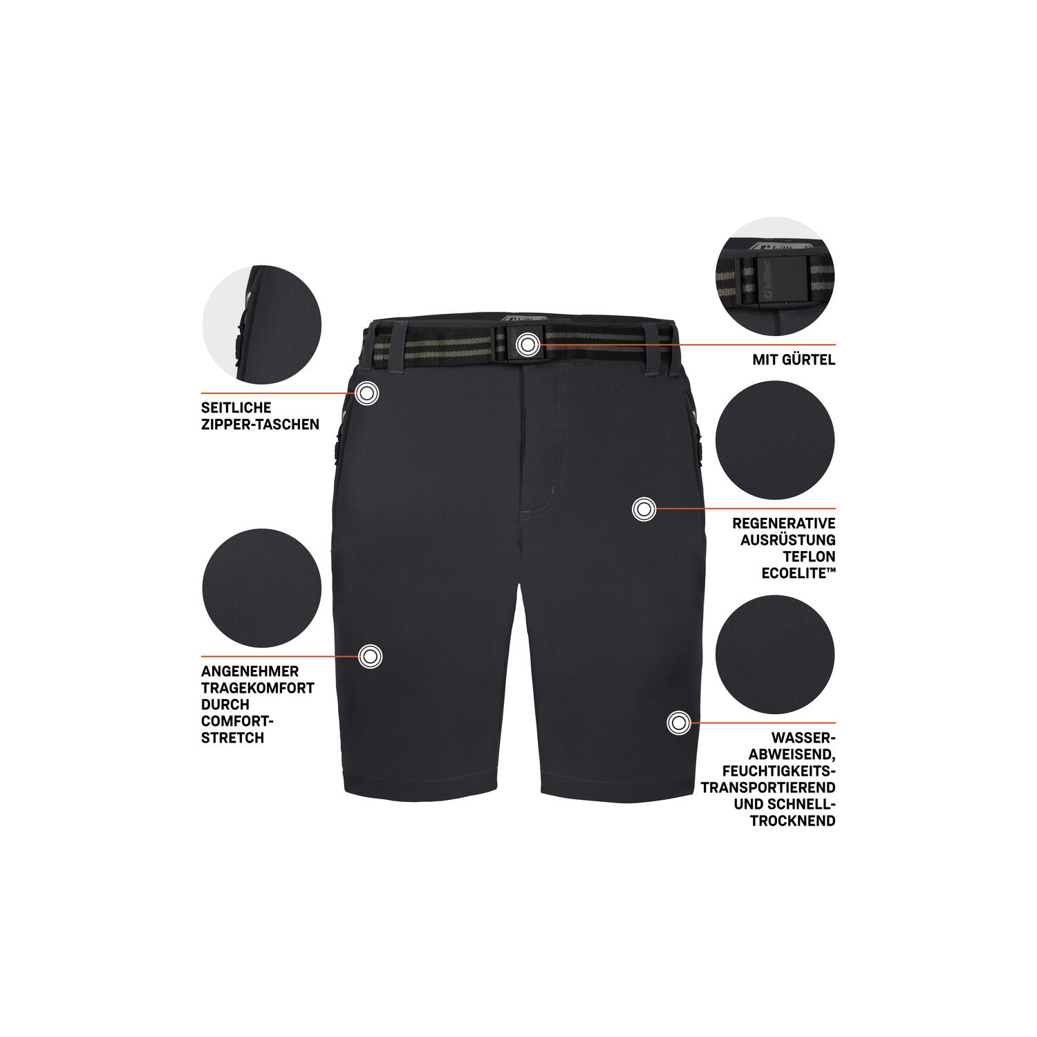 Killtec kurze Outdoorhose / Shorts für Herren mit Gürtel 5/5