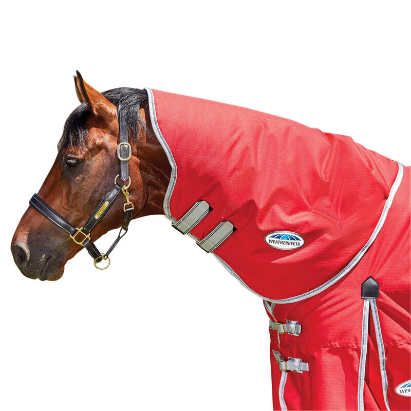 Comfitec Classic Medium Pferdedecken Halsstück Unisex Rot/Silber/Navy