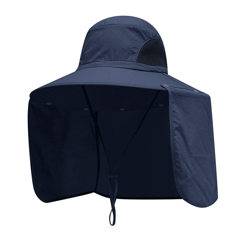 Navy blue UPF 50+ Sun Protection Fishing Hat Wide Brim Neck Flap