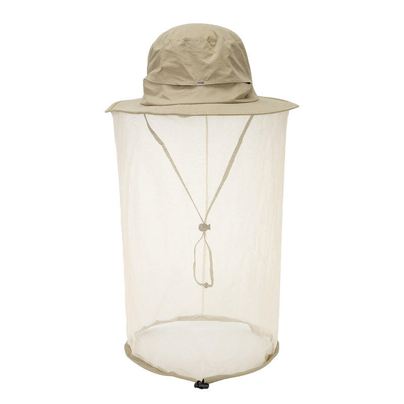 Beige Outdoor Mosquito Net Hat