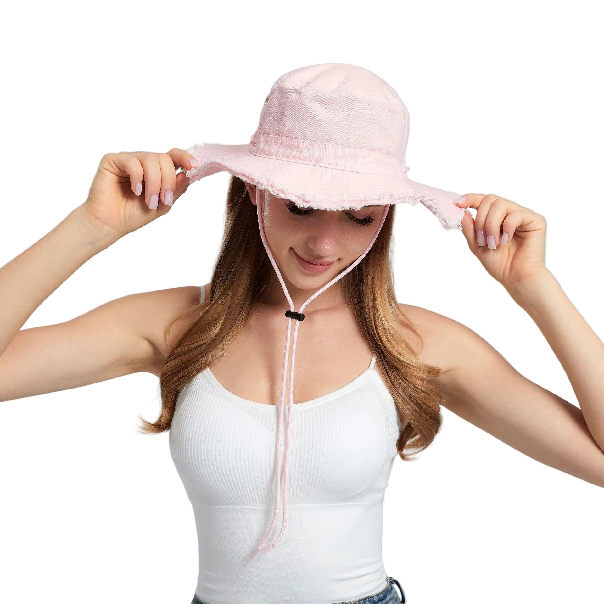 Pink Packable Cotton Bucket Hat
