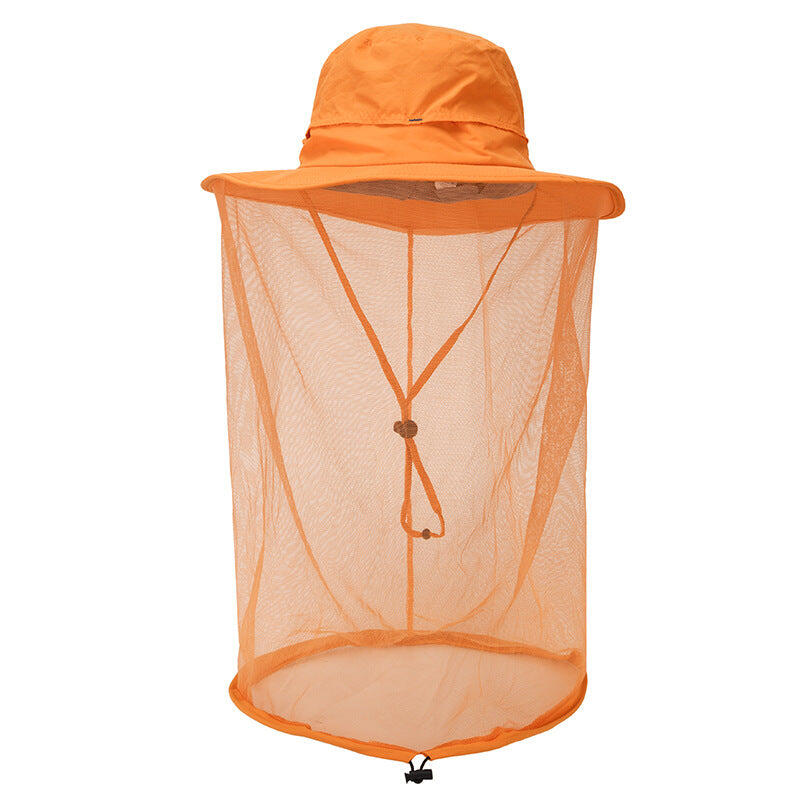 Orange Outdoor Mosquito Net Hat