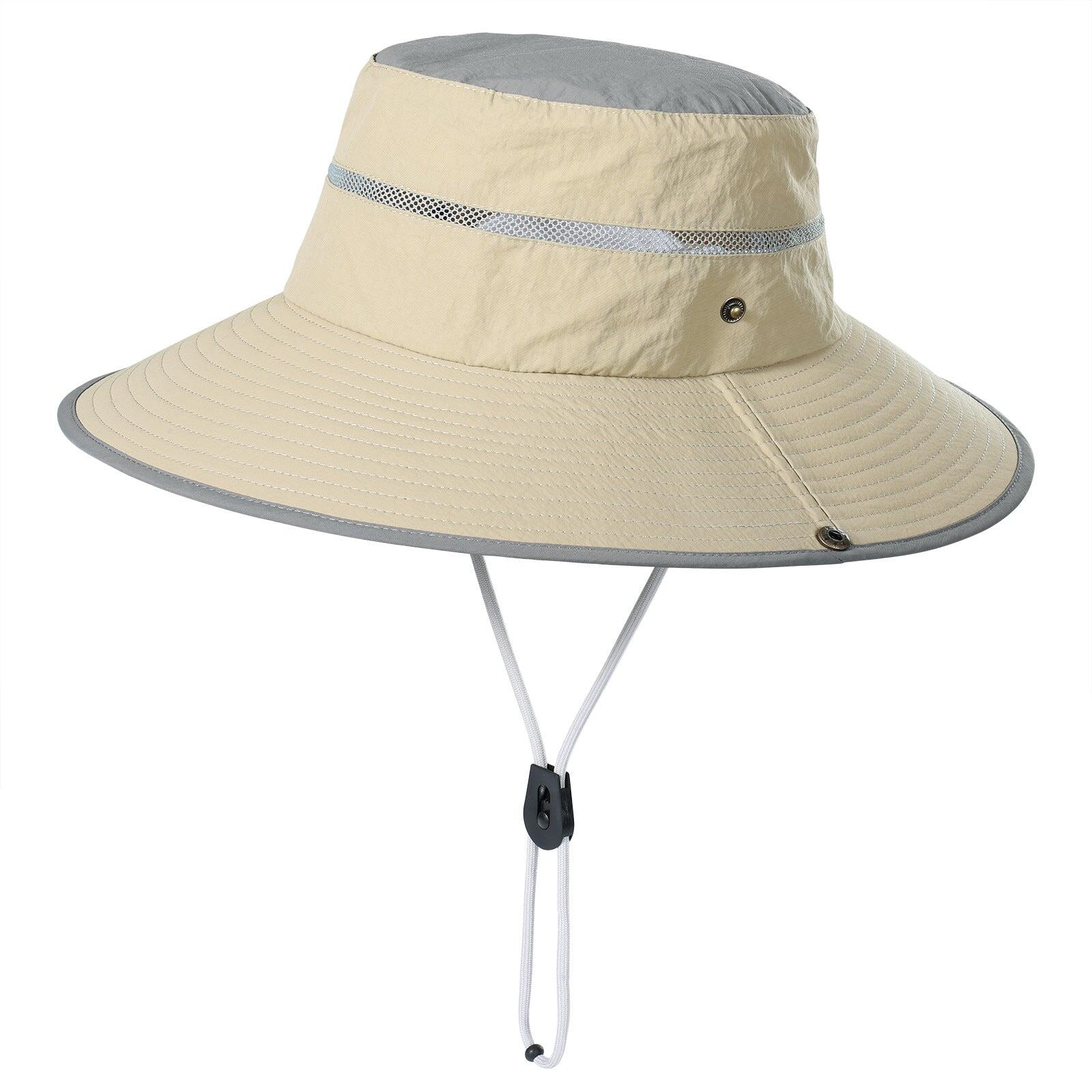 Khaki Foldable Wide Brim Sun Hat Unisex Bucket Safari Cap