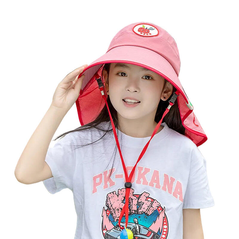 Red Kids UV Protection Sun Hat