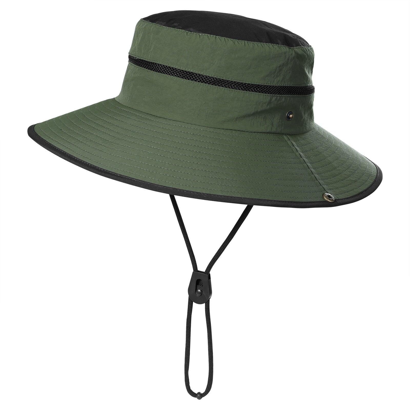 Army Green Foldable Wide Brim Sun Hat Unisex Bucket Safari Cap
