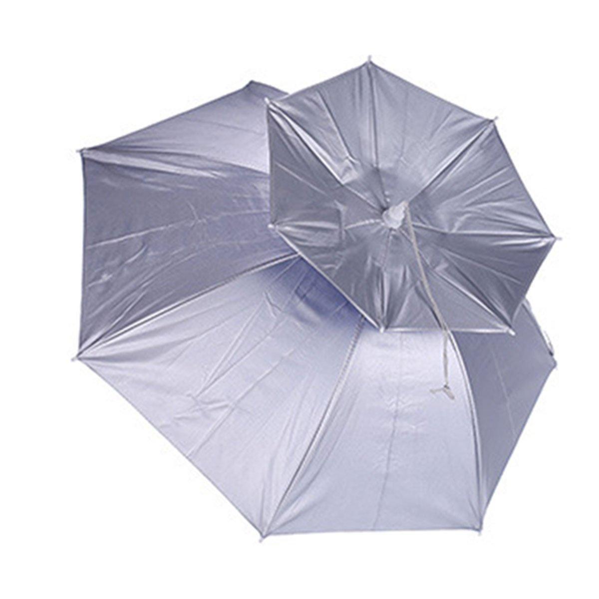 2-Layer Outdoor Sun Umbrella Hat Camping Cap Head Hat - Silver