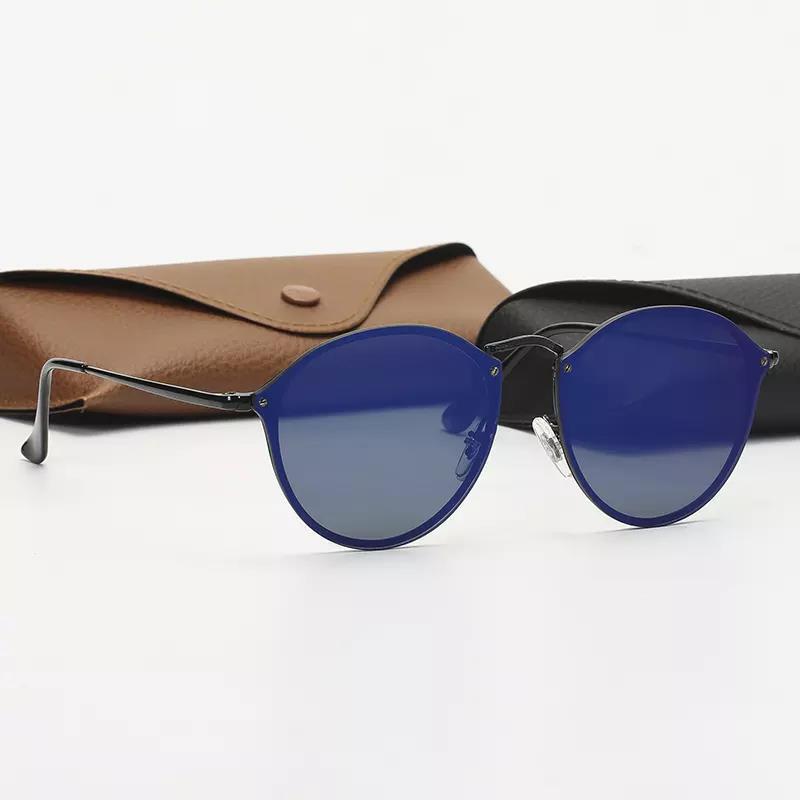 Black Frame Blue Round Sunglasses