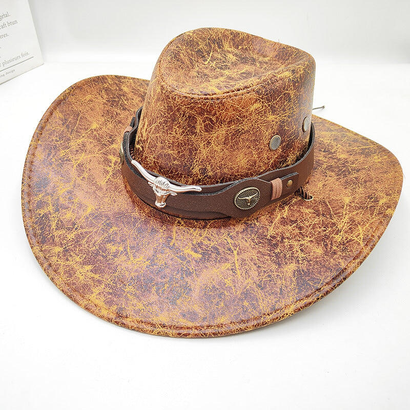 Retro Western Cowboy Hat Khaki Distressed for Men Women L 58-60cm
