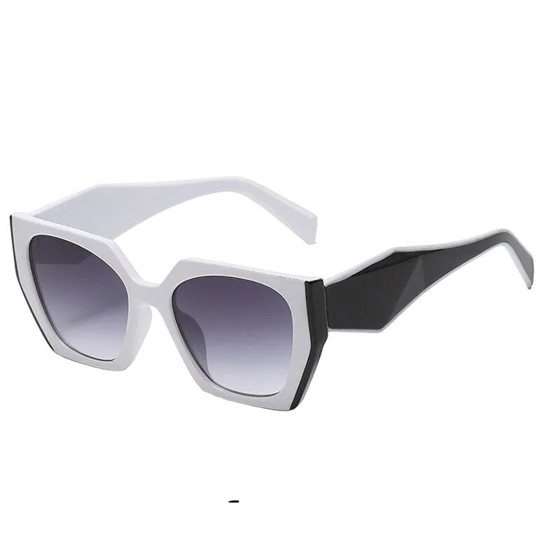 Bold Oversized White Black Frame Grey Lens Sunglasses