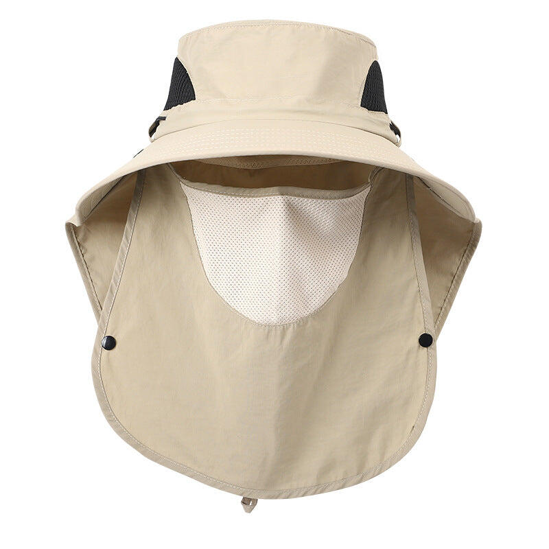 Khaki Outdoor Sun Hat with Face & Neck Protection