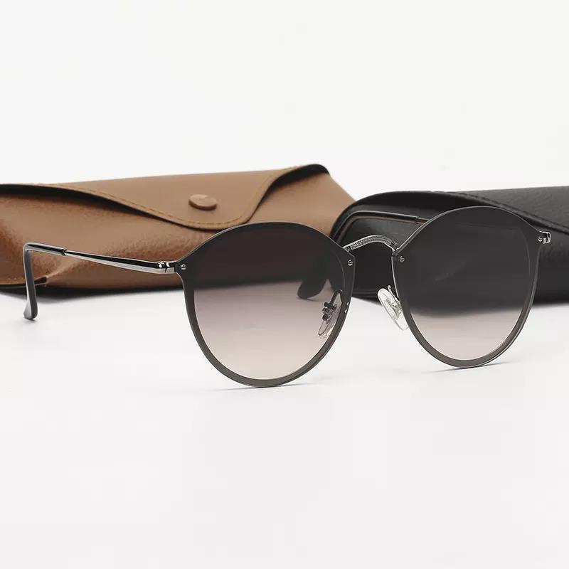 Gunmetal Gray Gradient Gray Round Sunglasses