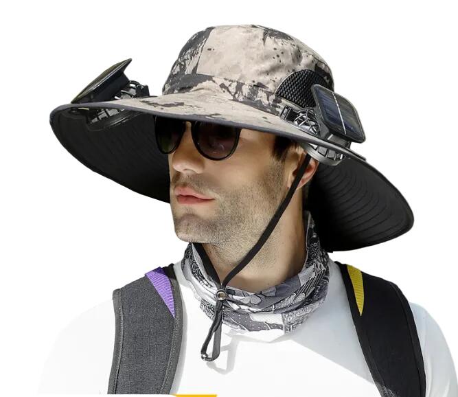 Dual Solar Fan Hat with Rechargeable Battery