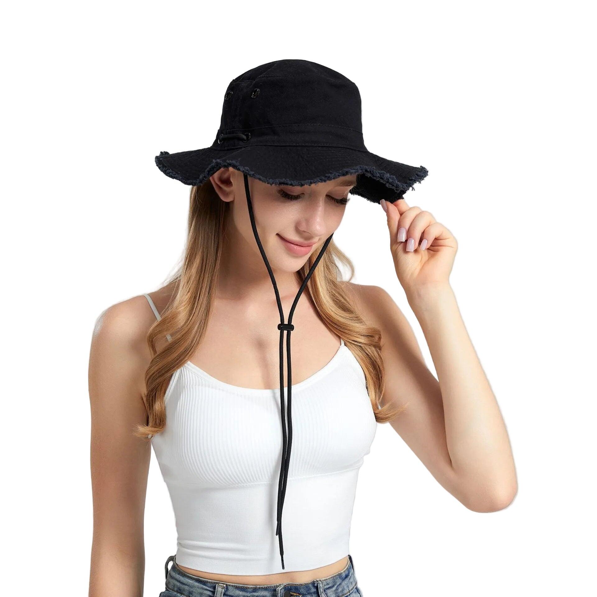 Black Packable Cotton Bucket Hat