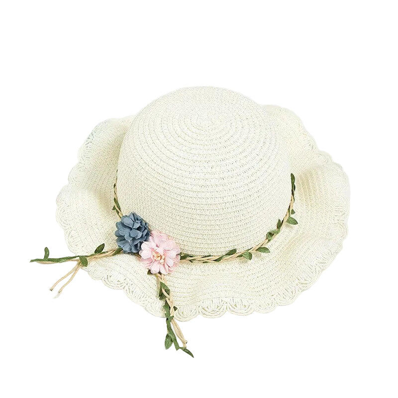 White Girls Summer Princess Straw Straw Hat and Matching Purse Set