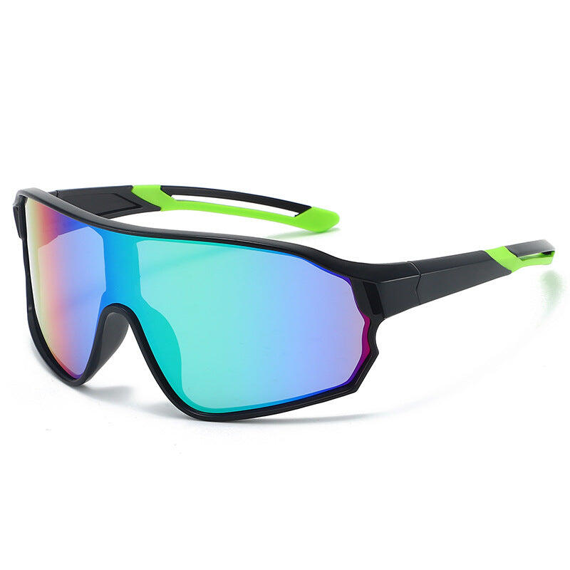 Fashionable Sports Sunglasses with Colorful Mirror Lenses - BLACK