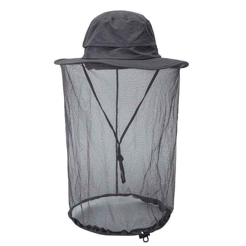 Grey Outdoor Mosquito Net Hat