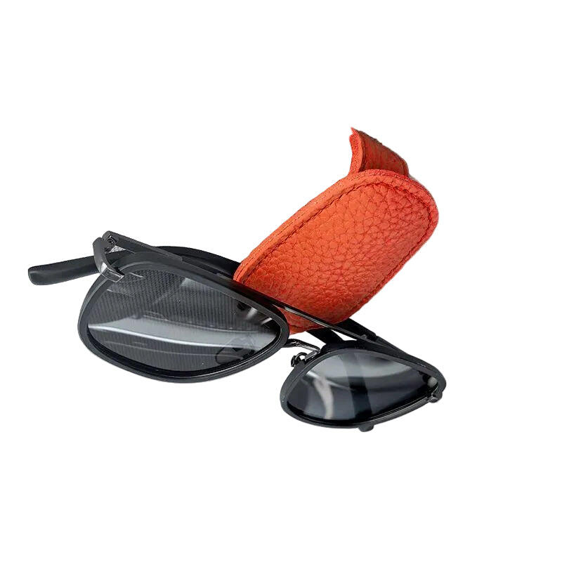 2pcs Orange Car Sun Visor Glasses Holder