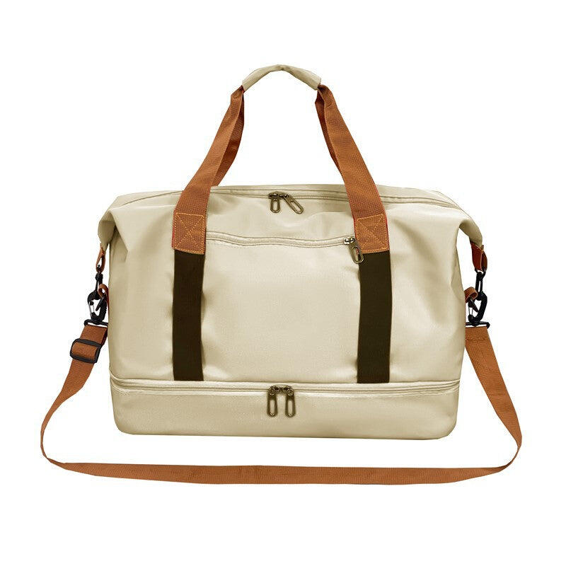 khaki Large Capacity Travel Duffel Bag for Women with Yoga Mat Holder