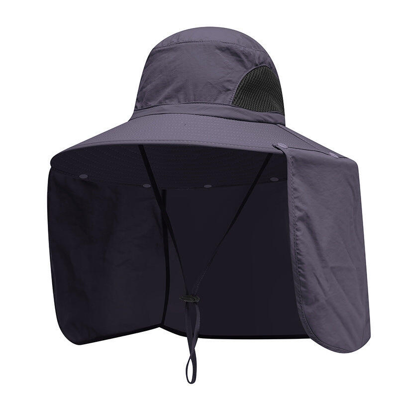 Dark grey UPF 50+ Sun Protection Fishing Hat Wide Brim Neck Flap