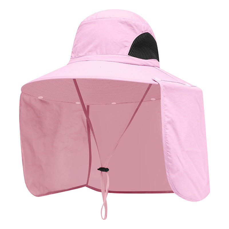 Pink UPF 50+ Sun Protection Fishing Hat Wide Brim Neck Flap