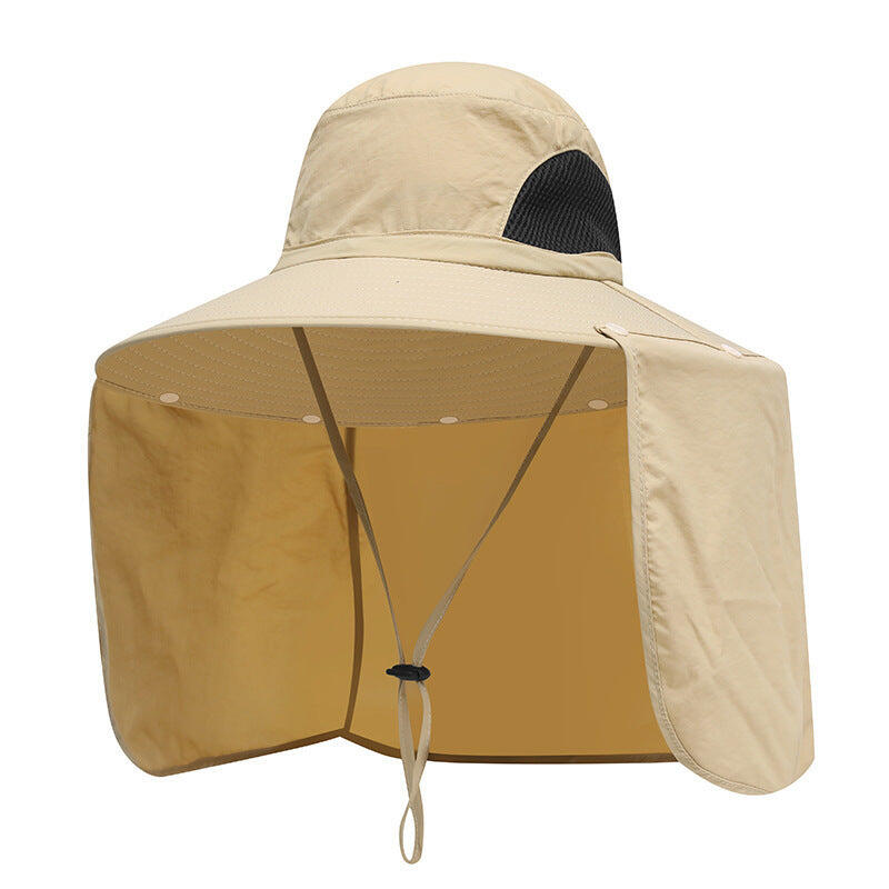 Khaki UPF 50+ Sun Protection Fishing Hat Wide Brim Neck Flap