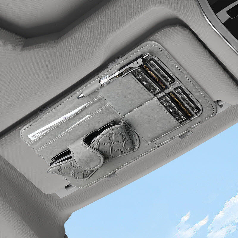 Gray Car Sun Visor Clip with Sunglasses Holder