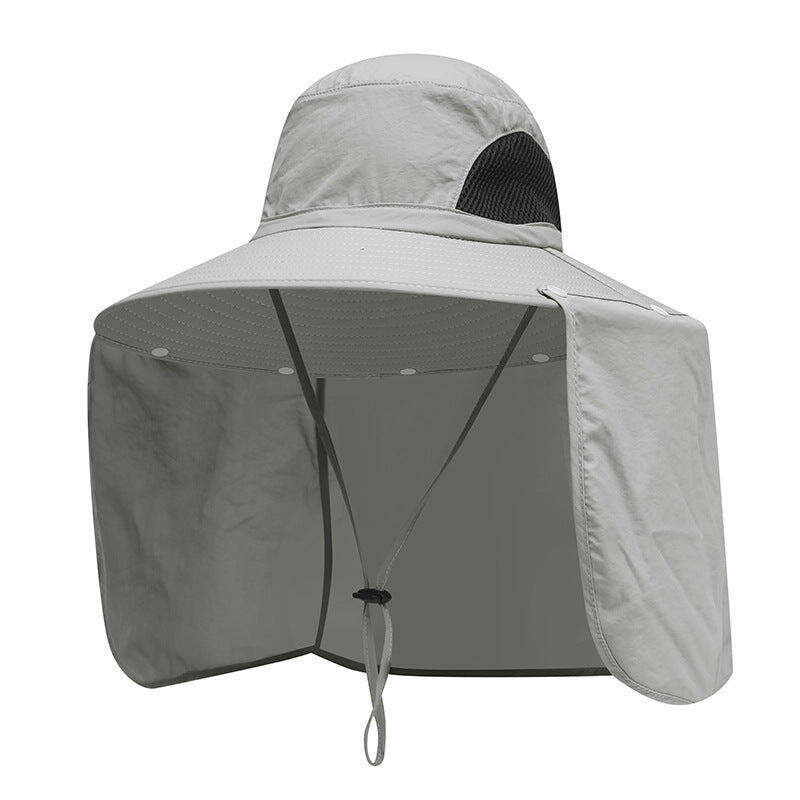 Light grey UPF 50+ Sun Protection Fishing Hat Wide Brim Neck Flap