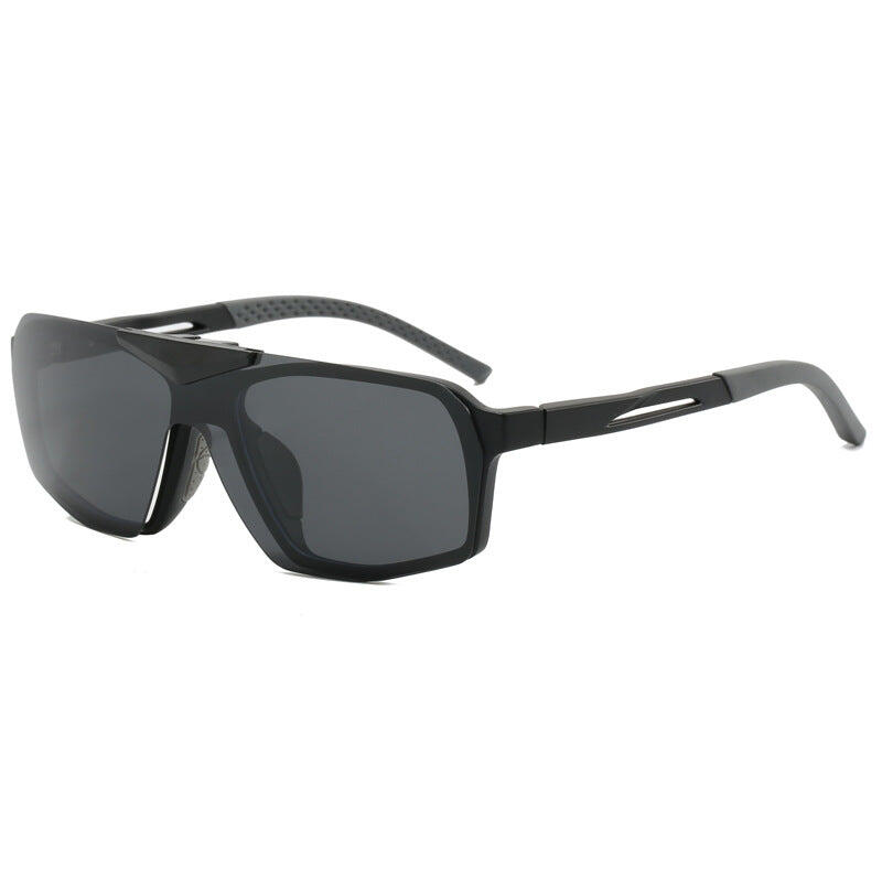 Black Flip-Up Polarized Sports Sunglasses