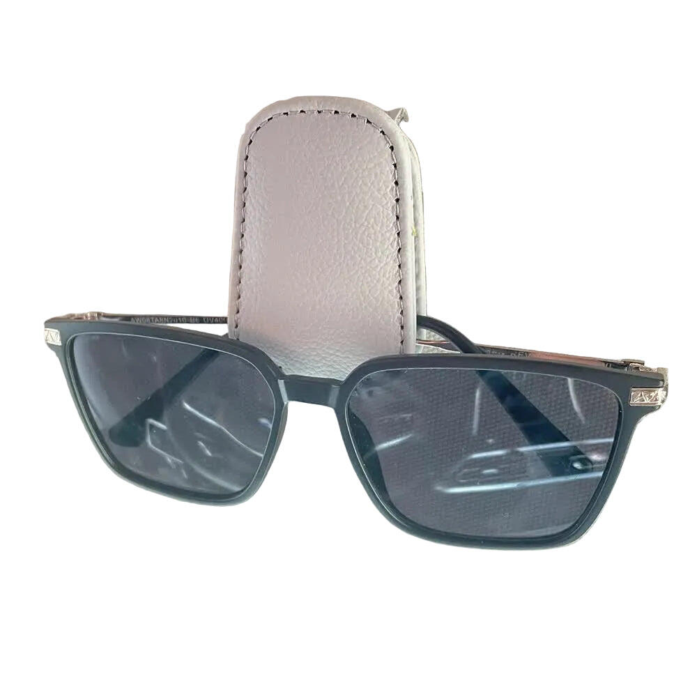 2pcs Grey Car Sun Visor Glasses Holder