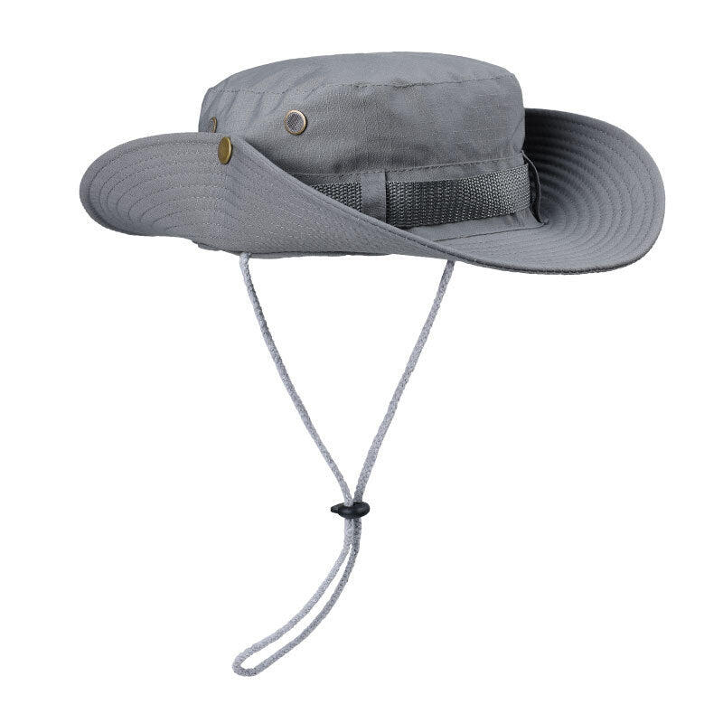 Grey Foldable Wide Brim Sun Hat Unisex Bucket Safari Cap