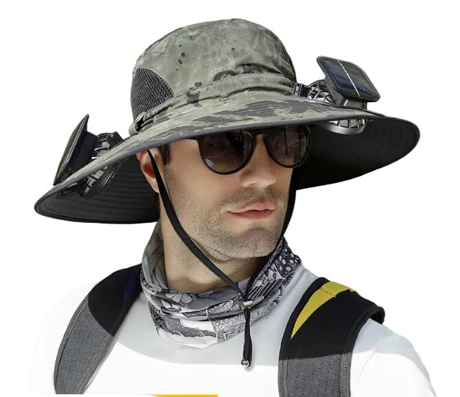 Dual Solar Fan Hat with Rechargeable Battery