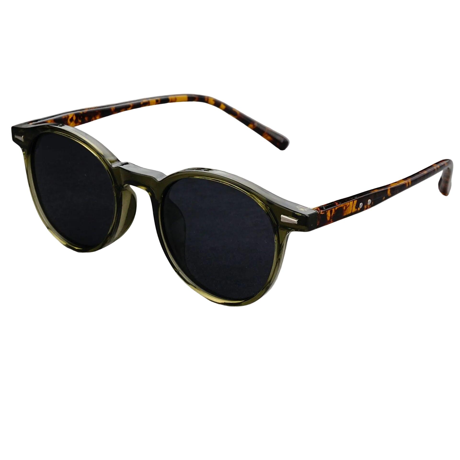 Green Frame With Gray Flakes 2 Pairs Round Frame Sunglasses
