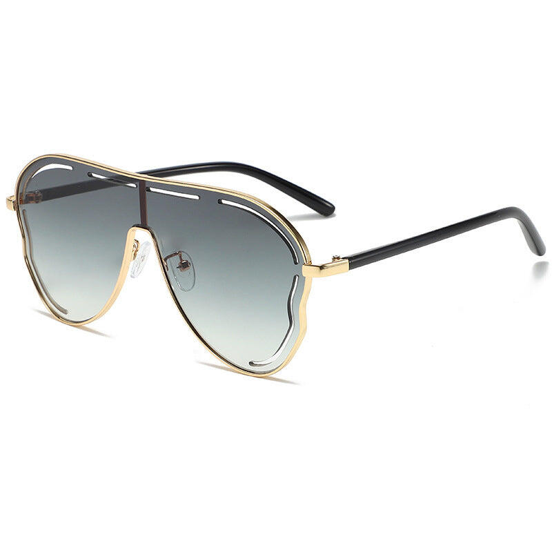 2-PCS Gold frame double green Oversized Aviator Sunglasses