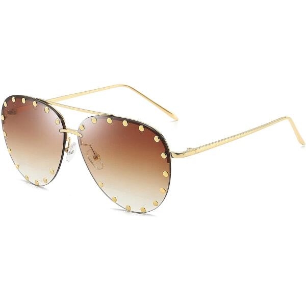 Women Sunglasses Classic Pilot Sunglasses Metal Frame, Gold Frame/Gray