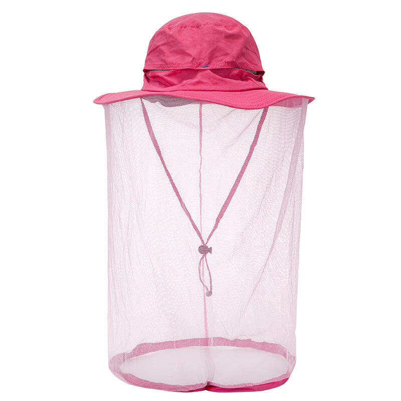 Rose Red Outdoor Mosquito Net Hat