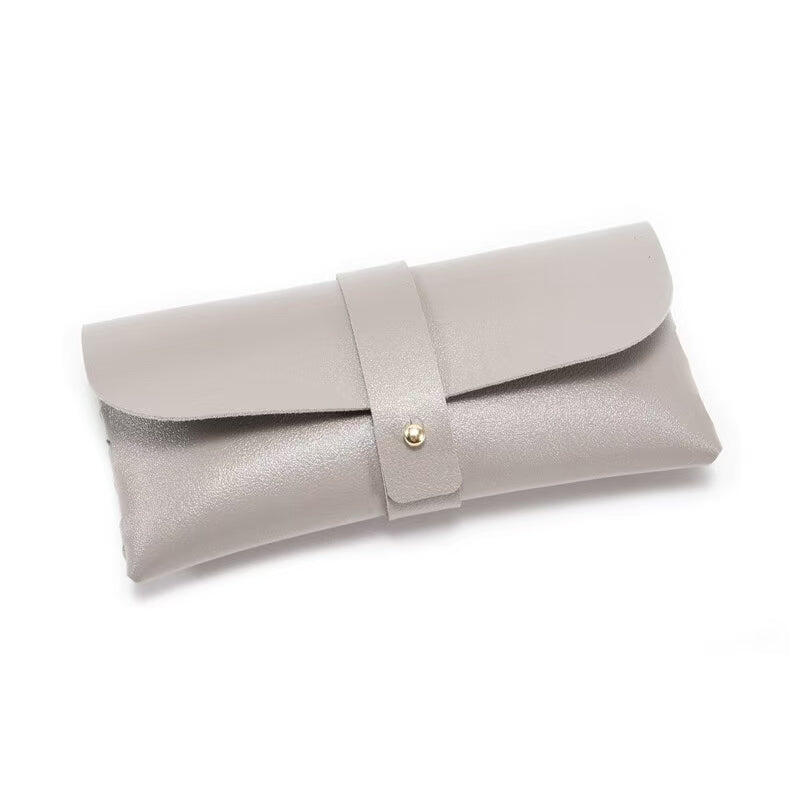 3-Piece Grey Chic Sleek PU Leather Soft Eyeglass Case