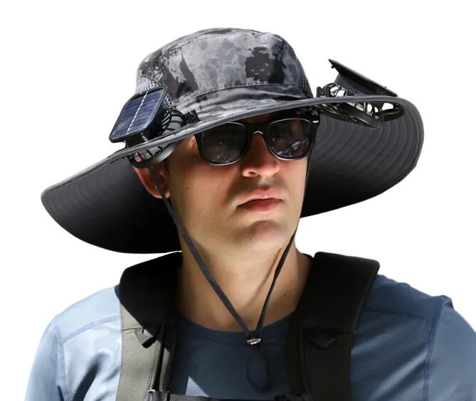 Dual Solar Fan Hat with Rechargeable Battery