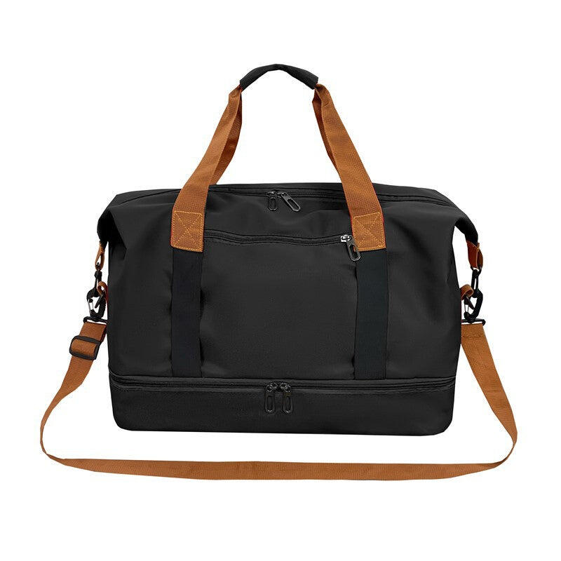 Black Large Capacity Travel Duffel Bag for Women with Yoga Mat Holder
