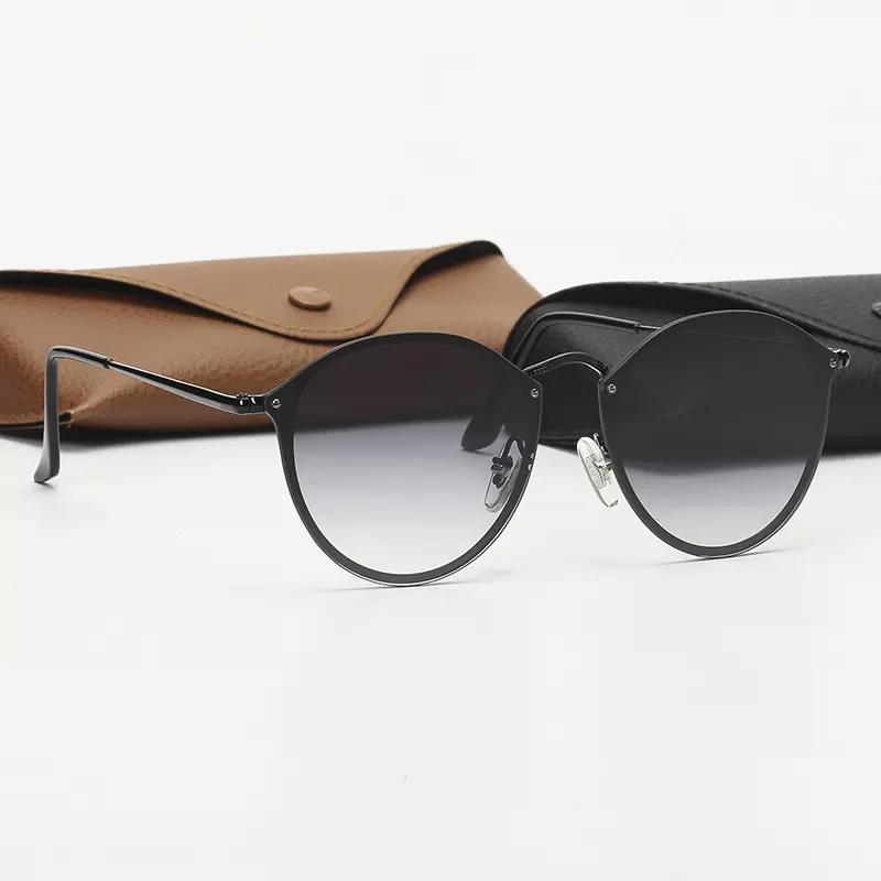Black Frame Gradient Gray Round Sunglasses