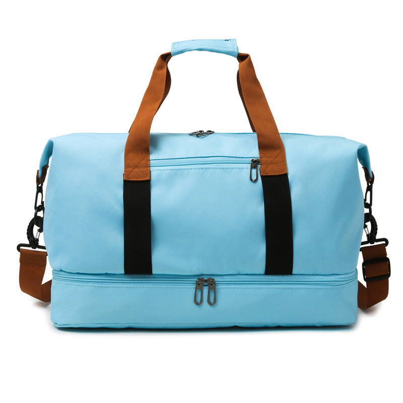 Sky Blue Large Travel Duffel Bag for Women with Yoga Mat Holder