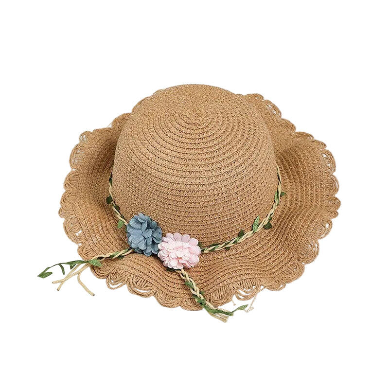 Khaki Girls Summer Princess Straw Straw Hat and Matching Purse Set