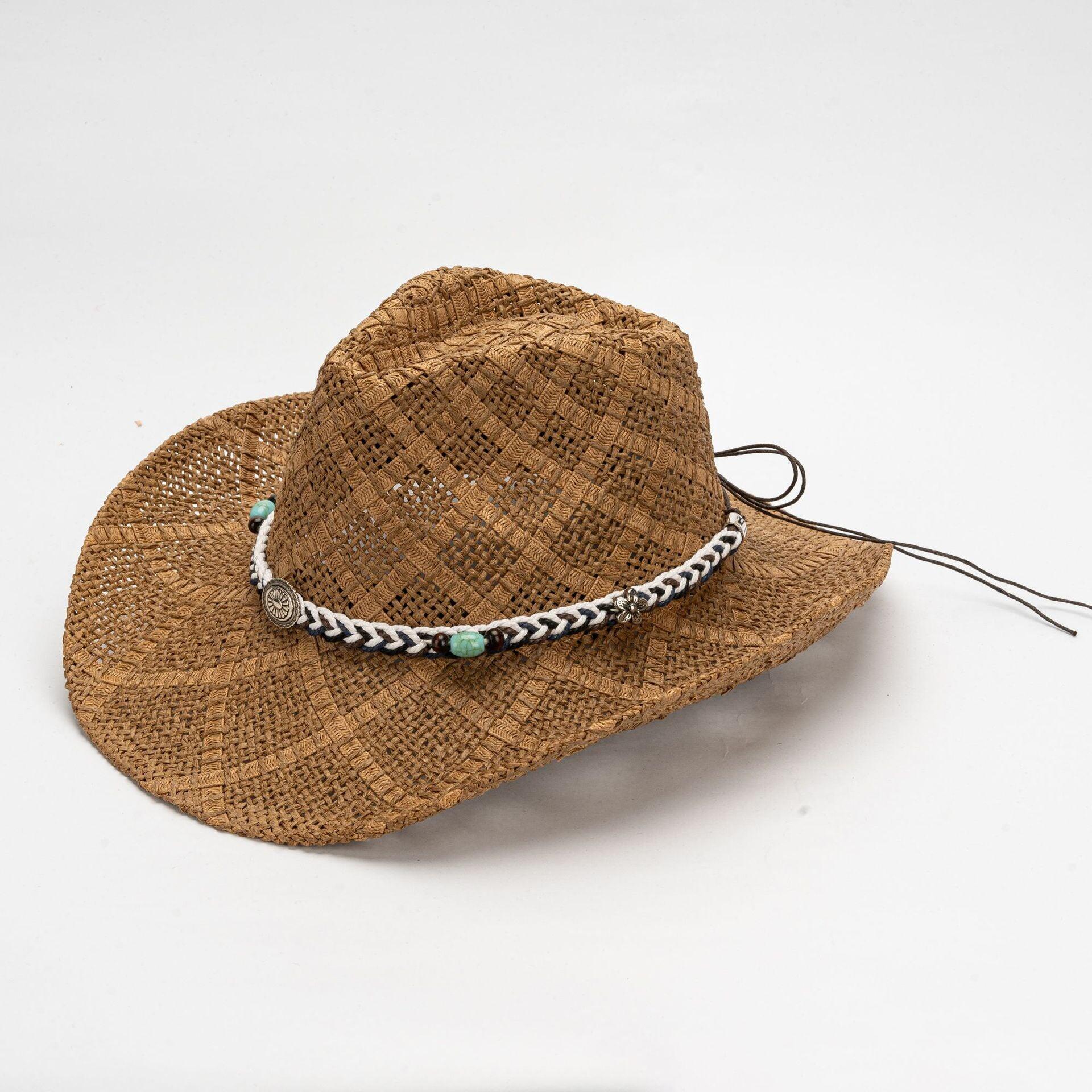 Khaki Handmade Straw Cowboy Hat