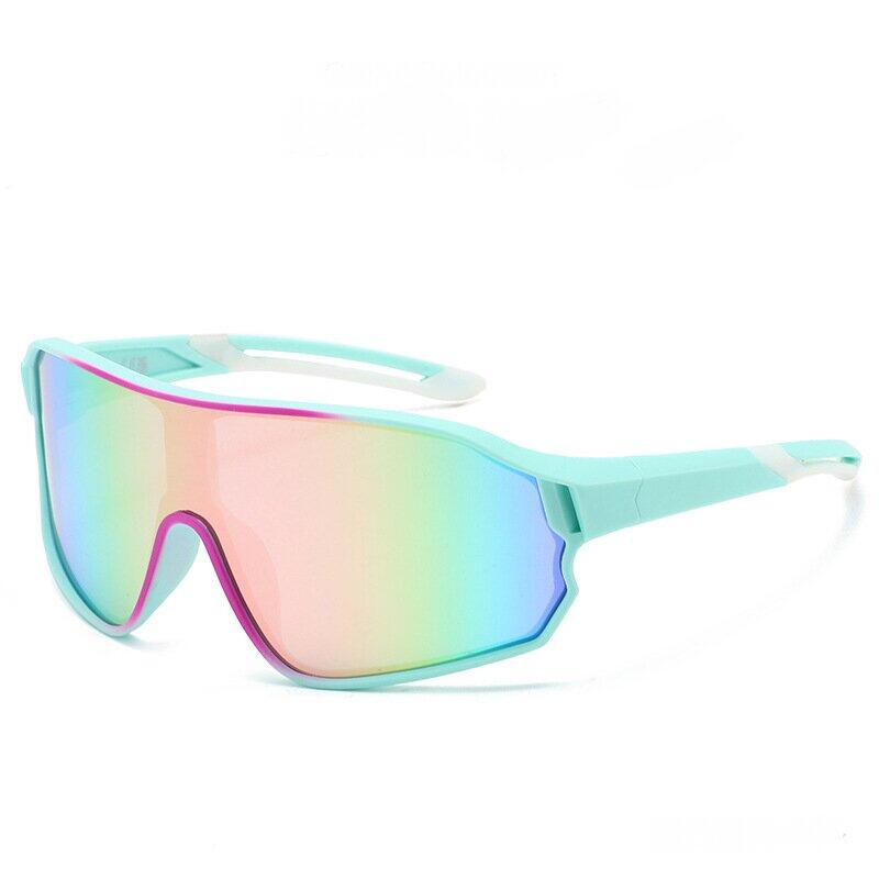 Fashionable Sports Sunglasses with Colorful Mirror Lenses - Green