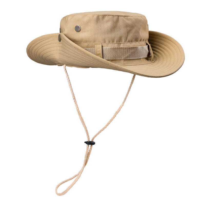 Khaki Foldable Wide Brim Sun Hat Unisex Bucket Safari Cap