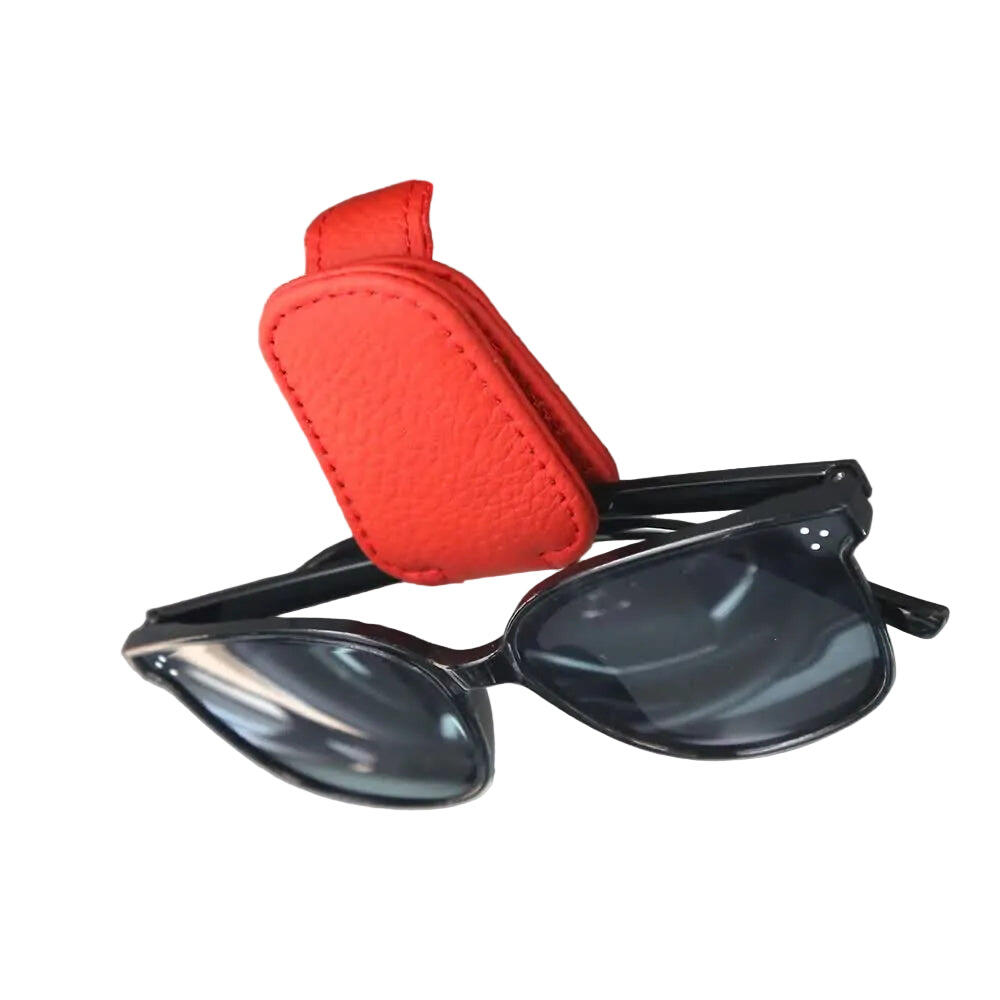 2pcs Red Car Sun Visor Glasses Holder