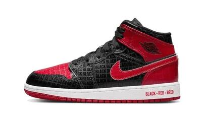 Scarpe - basket - jordan 1 mid bred - nero/gym red